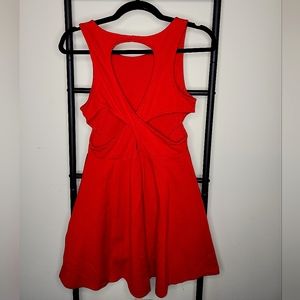 Vintage Forever 21 red cross back cutout skater scuba mini dress size S